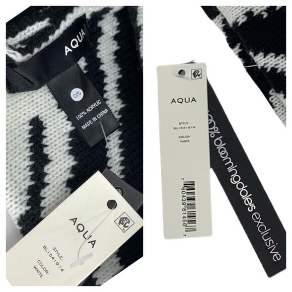 Black & White Zebra Beanie Knit Hat by AQUA One Size - Picture 9 of 10